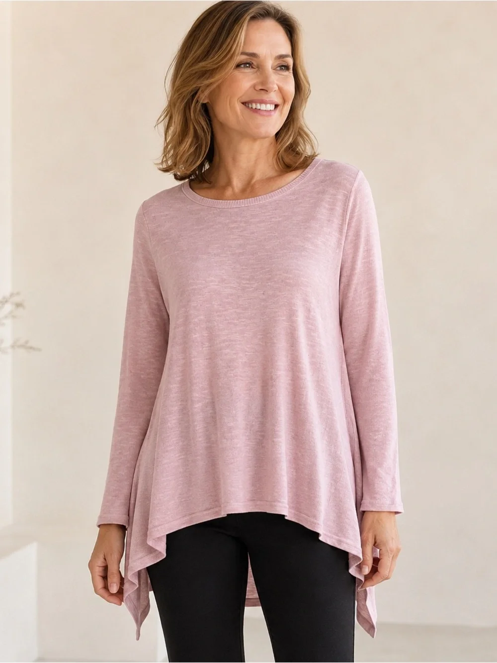 Eileen Fisher Pale Pink Long-Sleeve Tunic